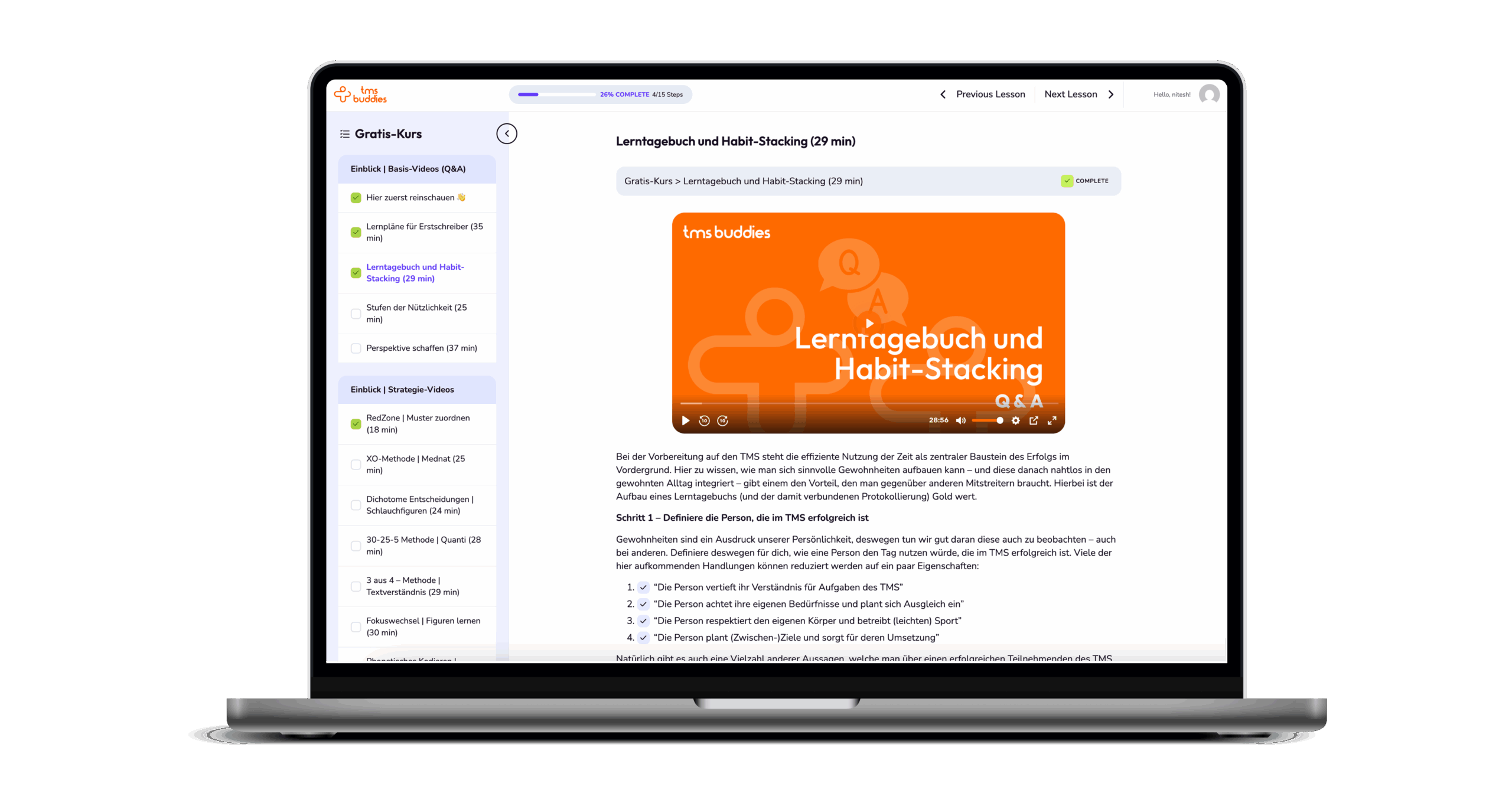 Lerntagebuch und Mindsettraining